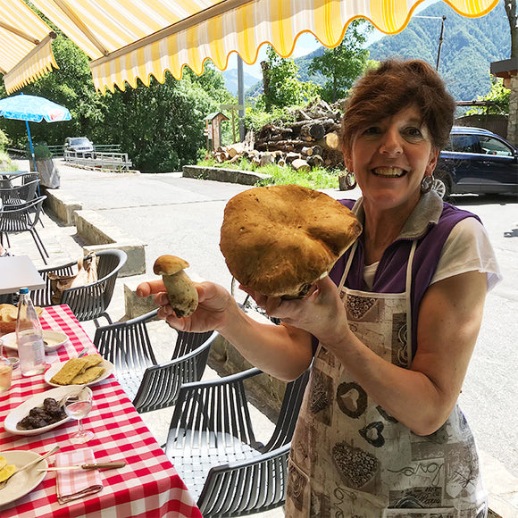 Mushrooms from the mountains of Lake Como that were served for dinner at a hidden away mountain restaurant. 
